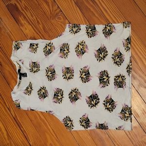 Forever 21 cut off sleeve cat print shirt